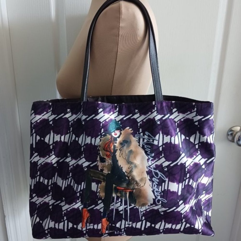 Henri Bendel IZAK  Shopper Tote Purple Reversible Handbag